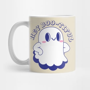 A cute little ghost saying "Hi Boo-tiful" to you Mug